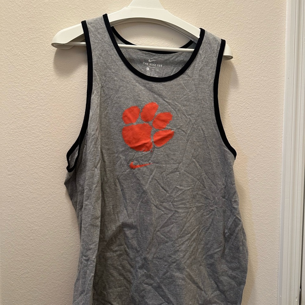 Nike Gray Athletic Tank with Black Trim and White Swoosh